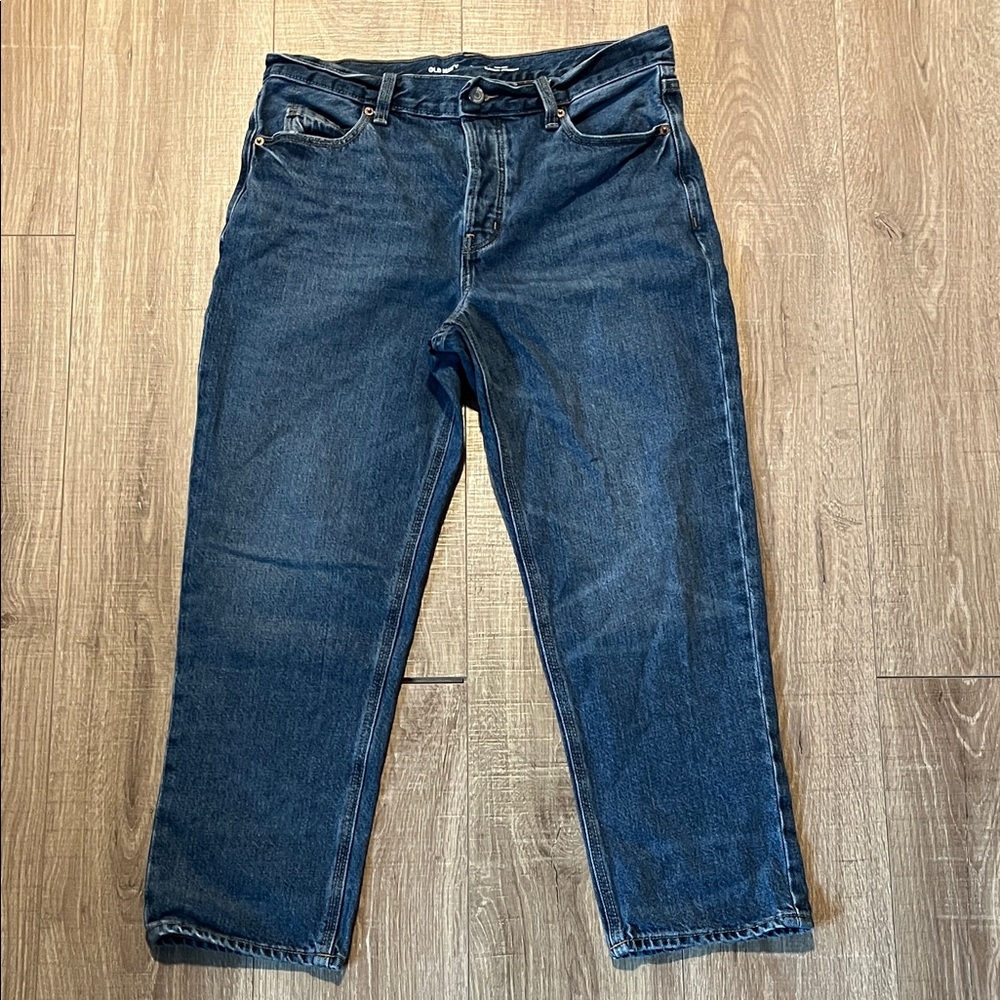 Old Navy Women's Boyfriend Jeans in Dark Blue Button Fly Size 6